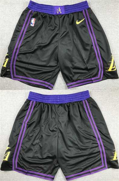 Men%27s Los Angeles Lakers Black Shorts (Run Small)